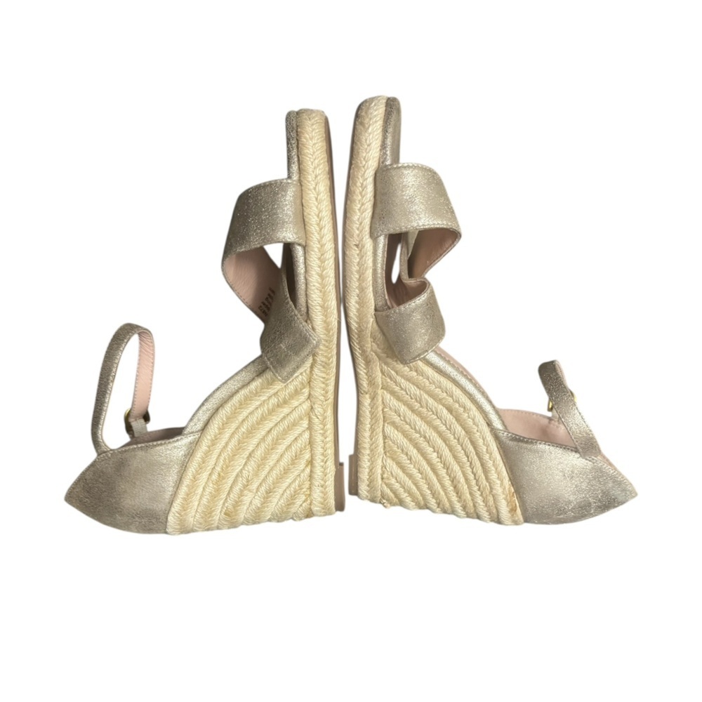 J. Crew Women's Metallic Espadrille Wedge Sandals Size 7.5 - Picture 3 of 5
